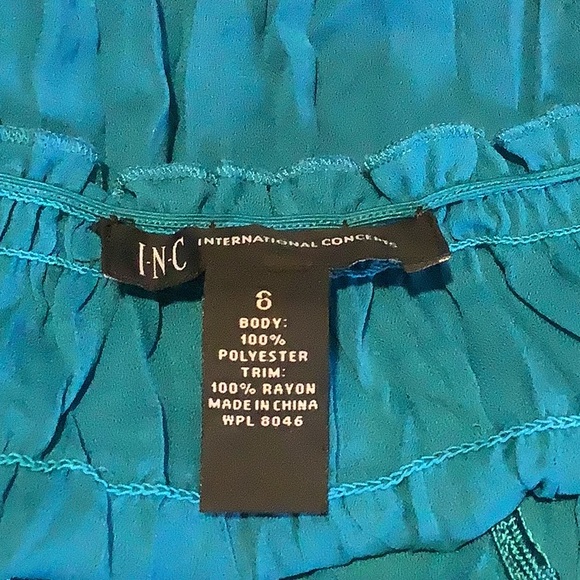 INC International Concepts On/Off Shoulder Gauze Pleated Embroidered Blouse Sz 6 - Picture 10 of 10